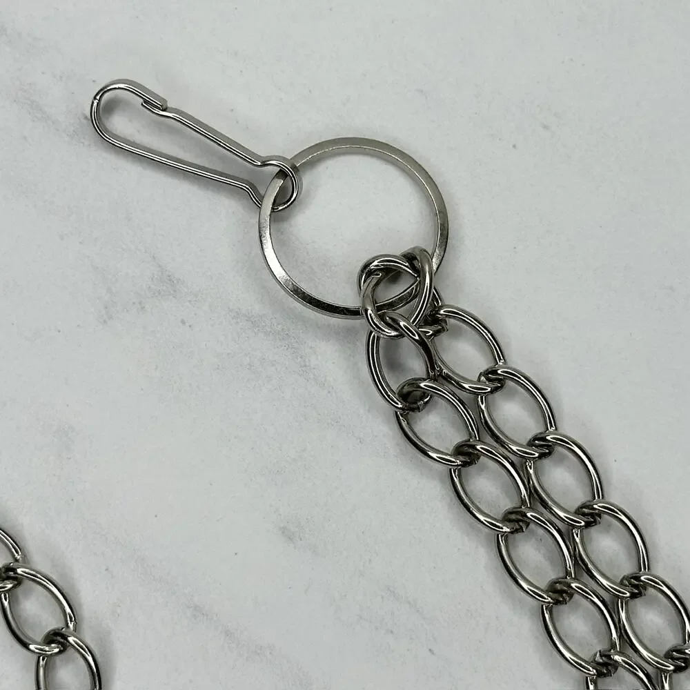 Coin Charm Silver Tone Metal Chain Link Belt Small (S) Classical Y2K Edgy ⚡